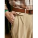 Men Solid Pleats Suit Pants Button Side Pockets Casual Trousers