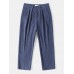 Men Corduroy Solid Elastic Waist Ankle Length Casual Pockets Pants