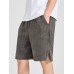 Mens Textured Side Split Solid Color Drawstring Shorts