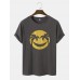 Men Cotton Smile Face Print Graceful Leisure All Matched T  Shirts