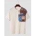 Men Paisley Patchwork Stitching Leisure All Matched T  Shirts