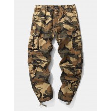 Mens Camo Utility Street 100  Cotton Tie Cuff Cargo Pants