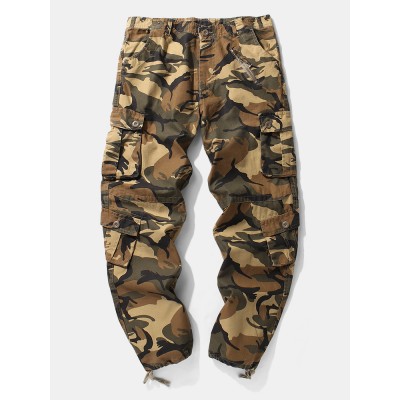 Mens Camo Utility Street 100  Cotton Tie Cuff Cargo Pants