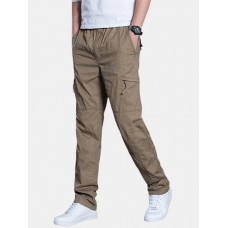 Mens Cotton Multi Pocket Elastic Waist Cargo Pants