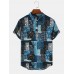 Mens Scarf Print Paisley Spliced Half Collar Short Sleeve Buttons Shirts