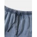 Men Denim Double Pocket Drawstring Wide Legged Jeans Shorts