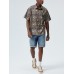 Mens Vintage Geometric Pattern Button Up Short Sleeve Shirts