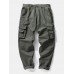 Mens Utility 100  Cotton Solid Color Casual Zipper Fly Cargo Pants