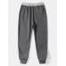 Men Patchwork Loose Drawstring Jogging Sweatpants