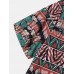 Mens Tribal Floral Print Pocket Hem Cuff Short Sleeve Shirts