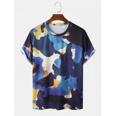 Men Camo Hem Cuff Graceful Leisure All Matched T  Shirts