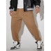 Men Pure Pleats Elastic Waist Ankle Length Casual Pockets Pants