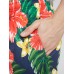 Mens Floral Leaf Print Holiday Mid Length Drawstring Shorts