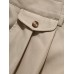 Men Solid Pleats Suit Pants Button Side Pockets Casual Trousers