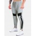 Men Jogger Sweatpants Colorblock Elastic Waist Ankle Length Pants