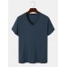 Men 100 Cotton Solid Pleats V Neck Soft Breathable All Matched Casual T  Shirt