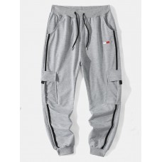 Men Jogger Sweatpants Drawstring Elastic Waist Ankle Length Pants