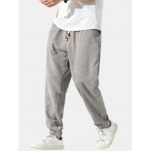 Mens Corduroy Solid Color Casual Pants With Pocket