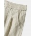 Men Solid Corduroy Drawstring Elastic Waist Ankle Length Pants