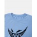 Men Evils Smile Print Hem Cuff All Matched Skin Friendly Crew Neck T  Shirts