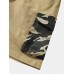 Men Camo Patchwork Double String Multi Pocket Short Stick Cool Cargo Shorts