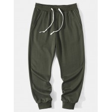 Men Pure Drawstring Loose Jogging Sweatpants