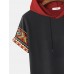 Mens Rose Ethnic Geometric Print Short Sleeve Drawstring Hooded T  Shirts