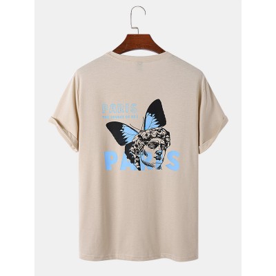 Men Figure   Butterfly Print Art Style Soft Skin Friendly Matched Casual T  Shirts