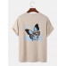 Men Figure   Butterfly Print Art Style Soft Skin Friendly Matched Casual T  Shirts