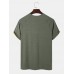 Men Contrast Trim Front Buttons O Neck Soft Breathable All Matched Leisure T  Shirt