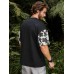 Men Floral Pocket Stitching Camping Style Soft Breathable T  Shirts