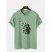 Men Cotton Figure   Bird Print Metaphor All Matched Skin Friendly Crew Neck T  Shirts