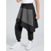 Mens Punk Drawstring Patchwork Color Block Harem Pants