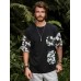 Men Floral Pocket Stitching Camping Style Soft Breathable T  Shirts