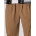 Men Pure Pleats Elastic Waist Ankle Length Casual Pockets Pants